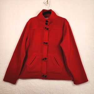 Dressbarn Women's XL Red Fleece Toggle Jacket Mock Neck Cozy Outerwear Colorful